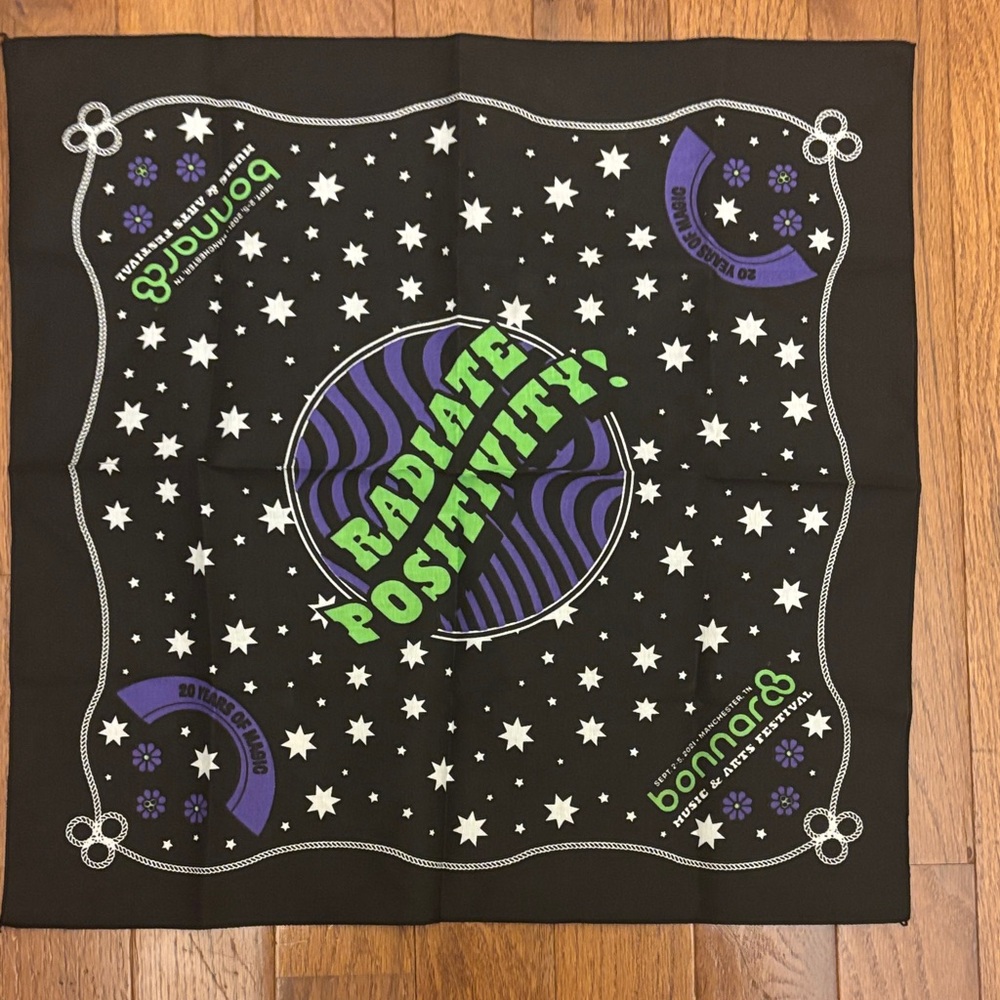 NWOT Bonnaroo 2021 Radiate Positivity Black Bandana